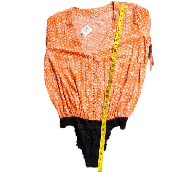 Intimately Free People Shes Ditsy Bodysuit, V-Neck, Floral, Lace Bottom, Size S - Picture 5 of 10